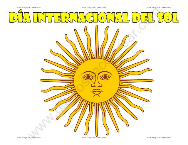 Día internacional del Sol dibujo a color y para colorear